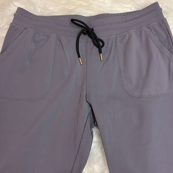Zyia Joggers Large Gray Peak Zipper Ankle Casual Gym Fitted Drawstring C34 - Picture 2 of 8